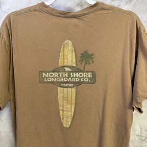 Vintage North Shore Longboard Co T Shirt Mens Large 21x27 Brown Hawaii Surf